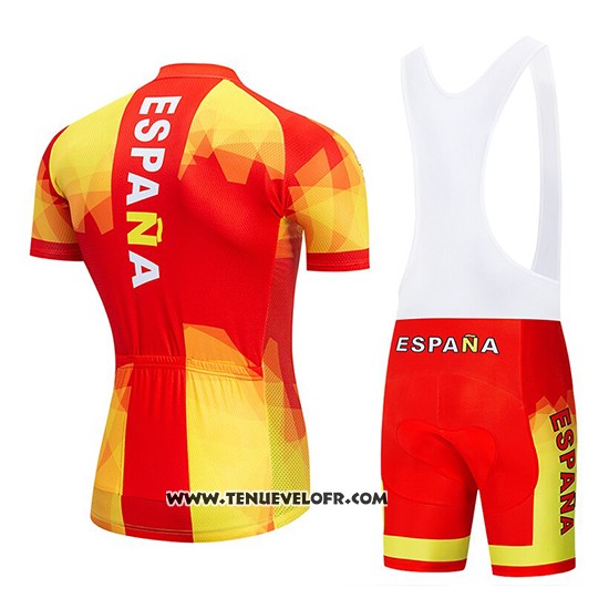 2019 Maillot Ciclismo Espagne Rouge et Jaune Manches Courtes et Cuissard